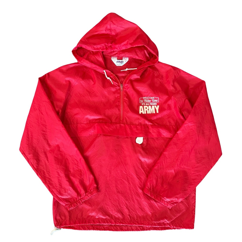 Vintage 90s‎ MVP Miller Time x Army Pullover Windbreaker Mens Sizen M